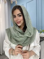 شال نخ حریر ابریشم میله ای وارداتی کد 1097 - Image 7