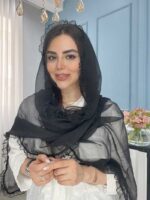 شال حریر شیفون دور دانتل کد 2030 - Image 4