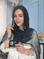 شال حریر شیفون دور دانتل کد 2030