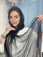 شال حریر شیفون دور دانتل کد 2030 - Image 2