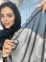 شال حریر شیفون دور دانتل کد 2030 - Image 6