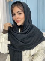 روسری کشمیر ژاکارد نگین دار - Image 3