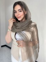 شال نخ حریر ابریشم ارگانزا کد3046 - Image 4