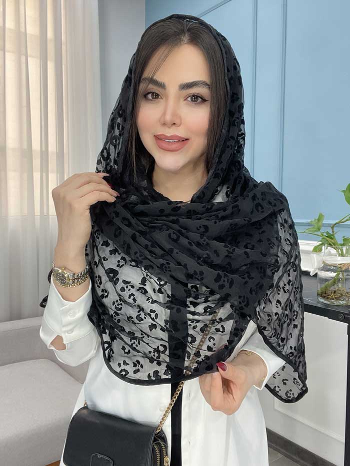 شال نخ حریر مخمل برجسته وارداتی کد 1079