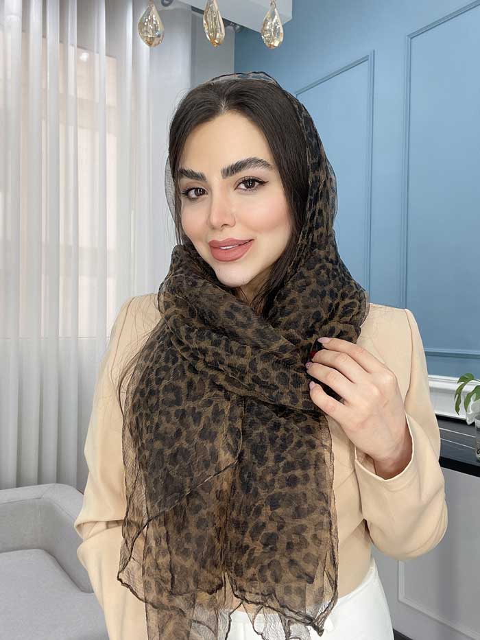 شال حریر شیفون پلنگی وارداتی کد 1086(2رنگ)