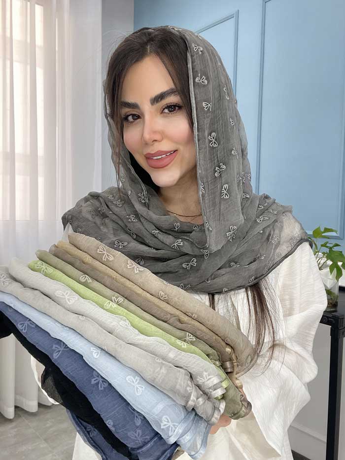 شال حریر شیفون پاپیون وارداتی کد 1090