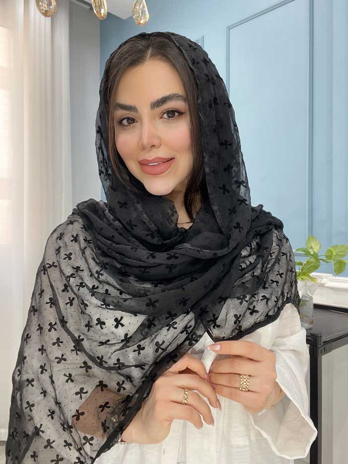 شال نخ حریر مخمل پاپیون وارداتی کد1091