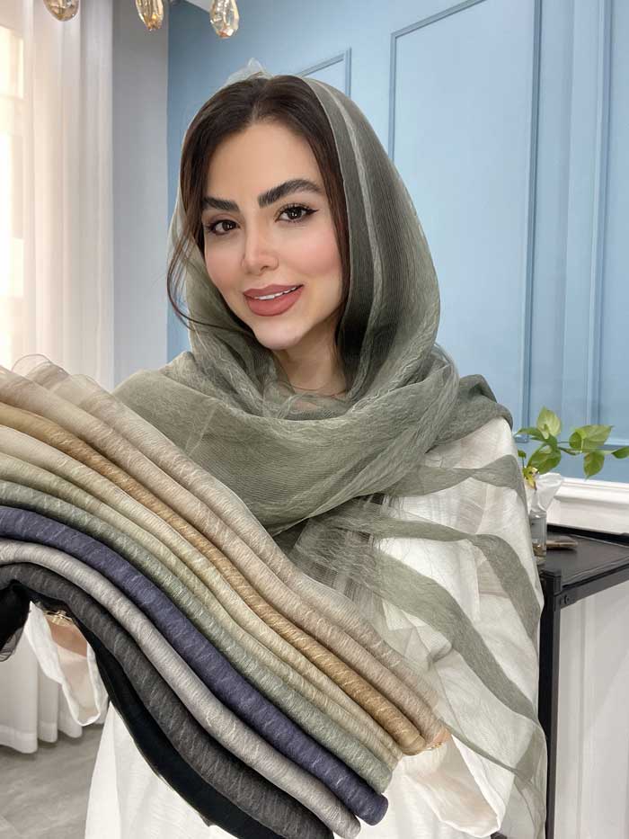 شال نخ حریر ابریشم ارگانزا وارداتی کد 1093