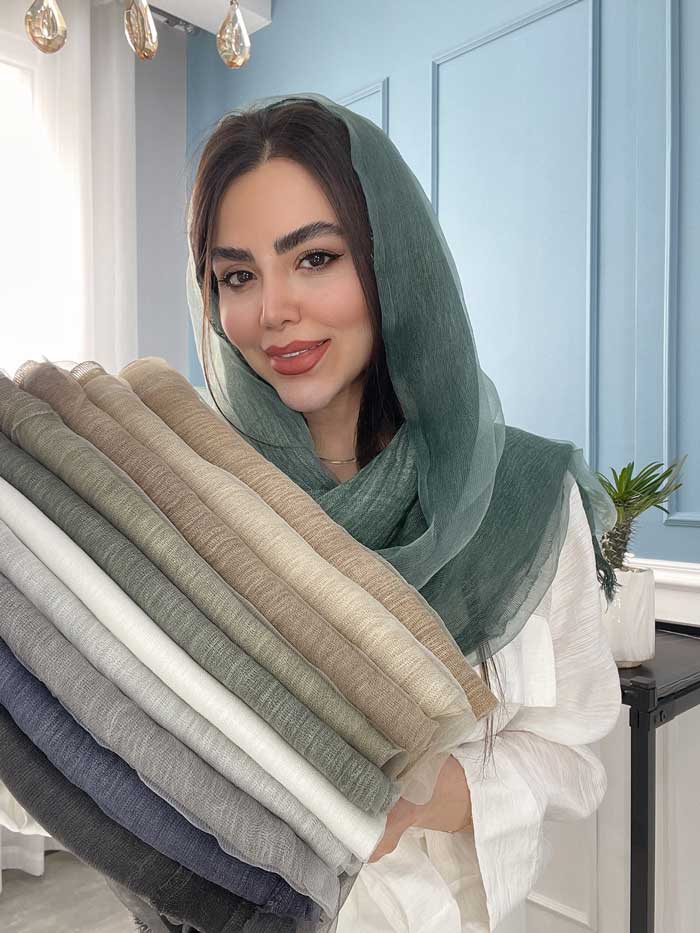 شال نخ حریر ابریشم دولایه وارداتی کد2019