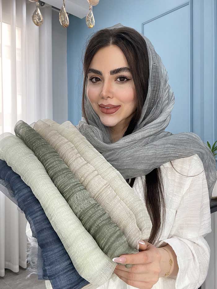 شال نخ حریر ابریشم ارگانزا وارداتی کد 2028