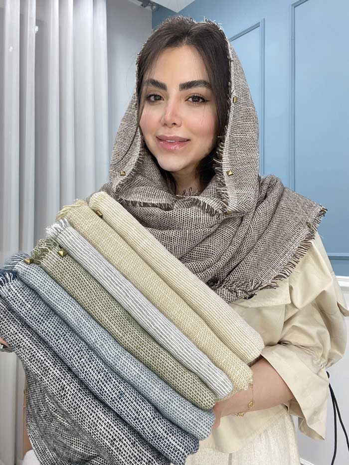 شال نخی کنفی دورریش وارداتی کد 1075