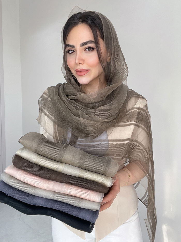 شال نخ حریر ابریشم ارگانزا کد3046