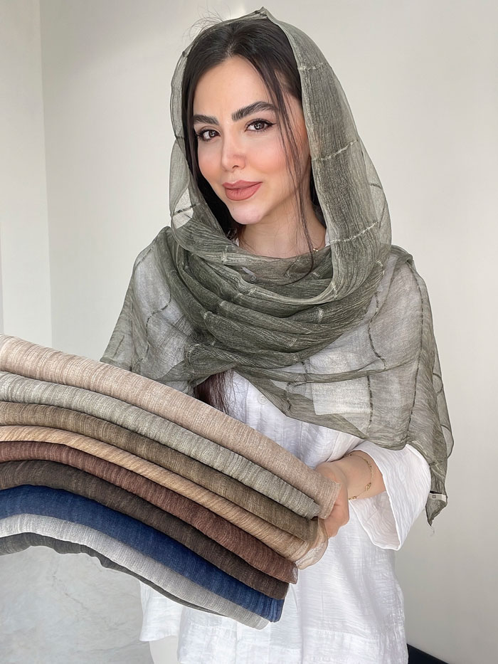 شال حریر نخ ابریشم سنگشور کد3050