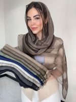 شال نخ حریر ابریشم ارگانزاحصیری کد3051
